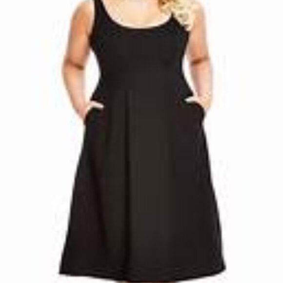 CITY CHIC Classic Longline Scoop Neck Midi Dress in Black Size 2X 24-26W - Picture 4 of 7